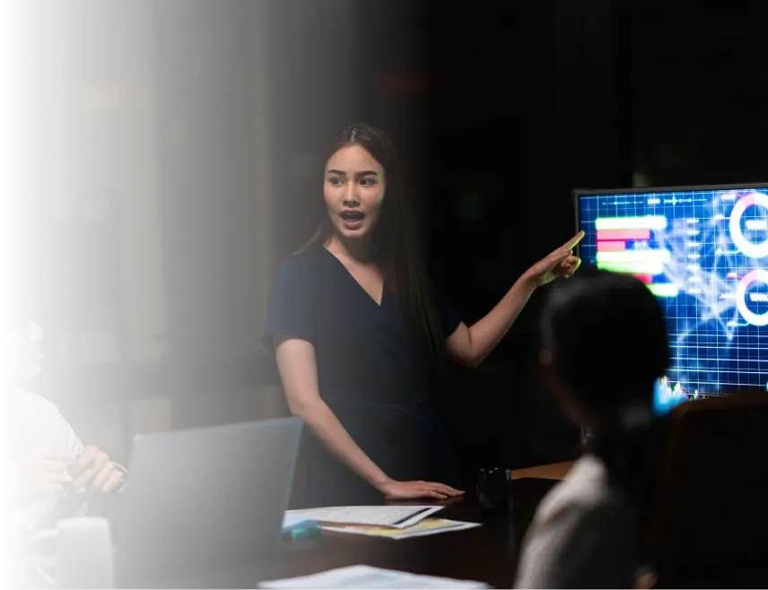 Women in a leadership discussion